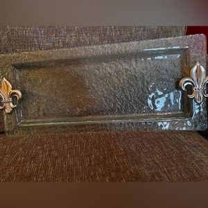 Fleur de Lis Glass Serving Tray